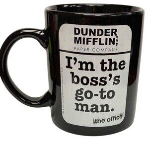 Dunder Mifflin "Im The Bosss Go-To Man" Black Coffee Mug